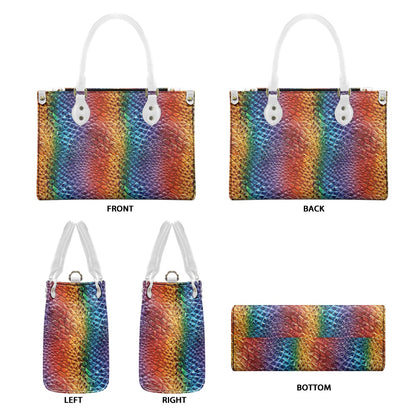 Unique Ostrich Rainbow Pride Women's PU Leather Twill Handbag