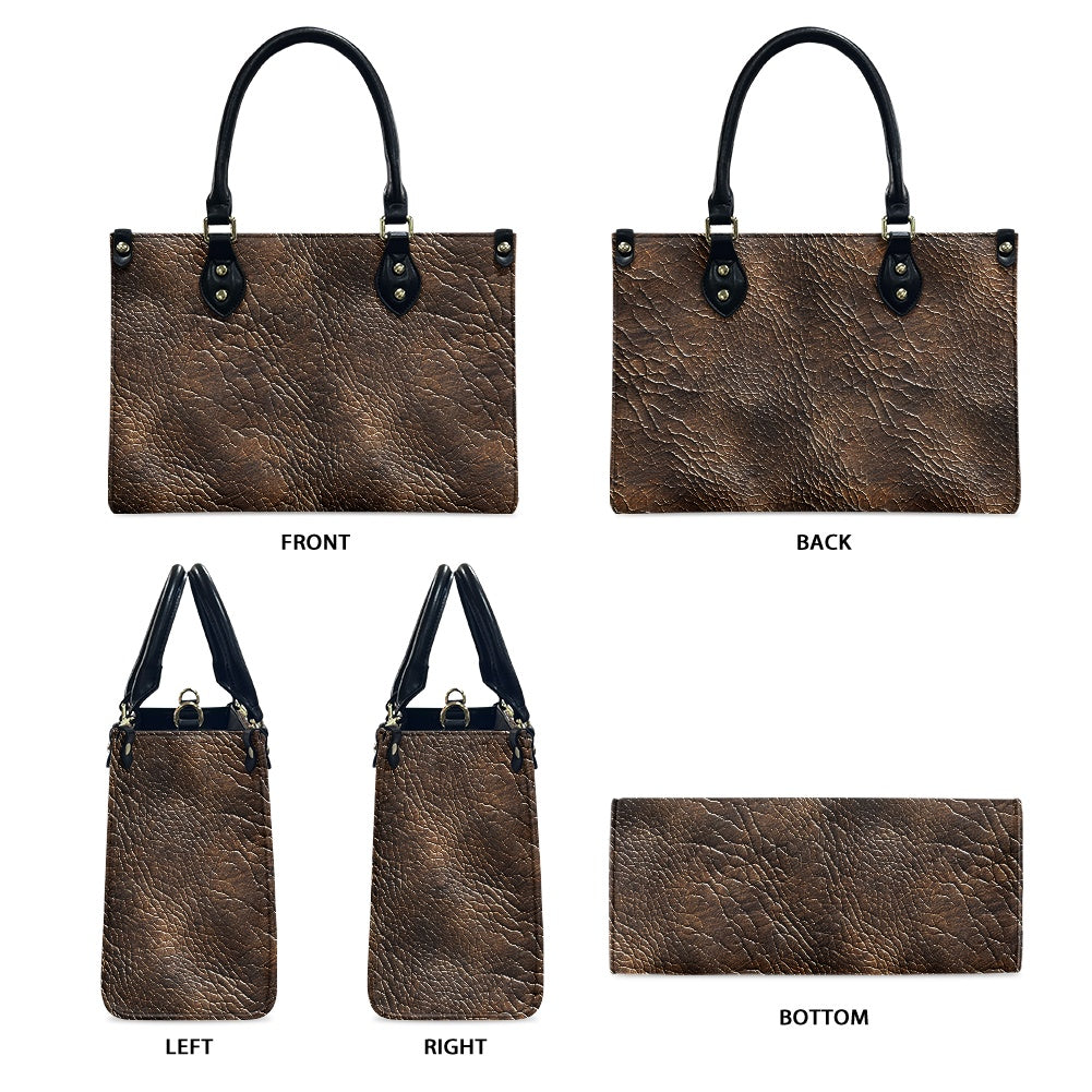 Mahogany Luxe: Premium Textured PU Leather Handbag Women's Twill