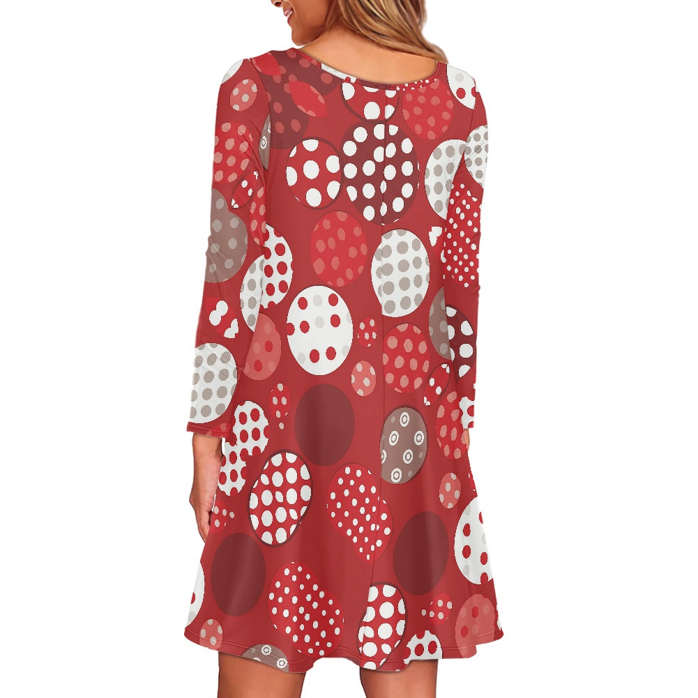 Red Polka Dot Casual dress (Double pocket)