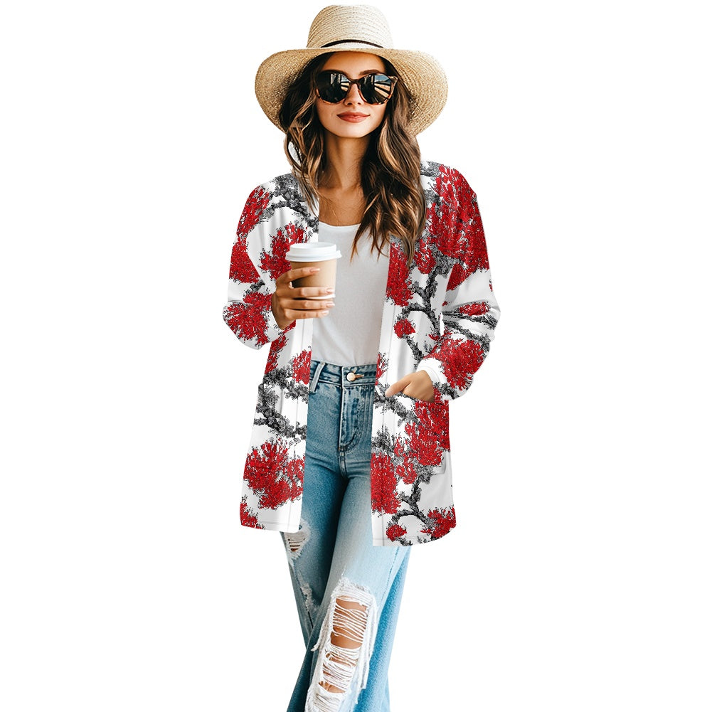 Long-sleeved cardigan jacket white