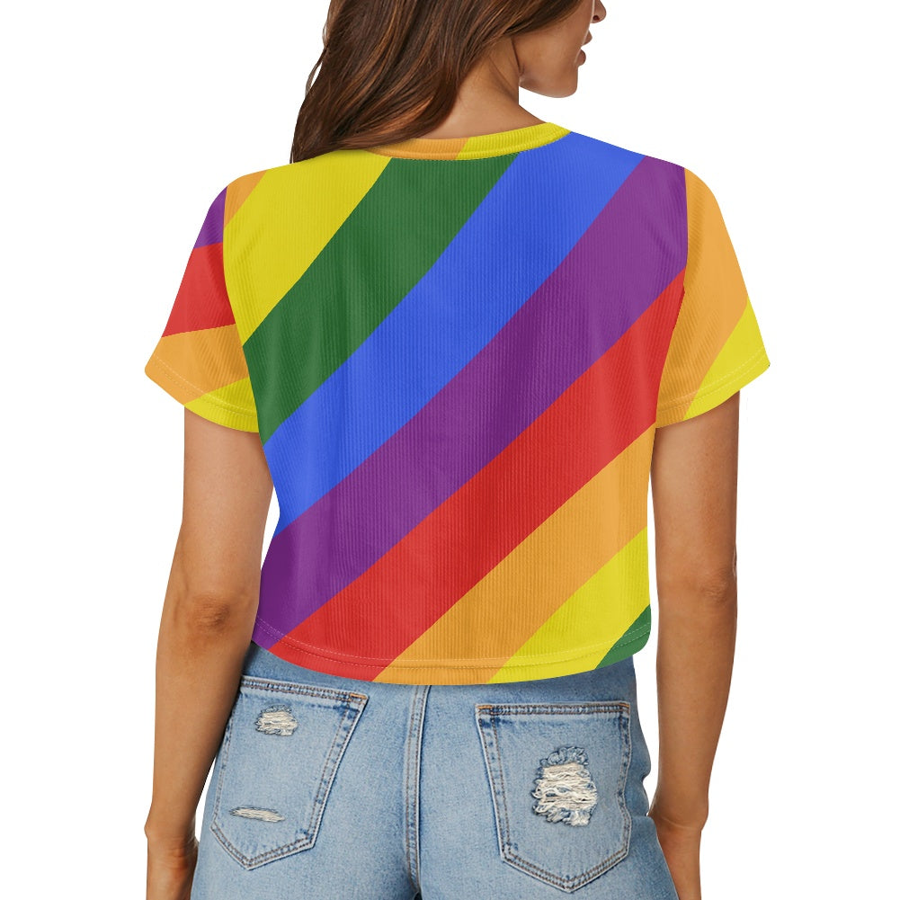 Rainbow Loose cropped navel-baring T-shirt