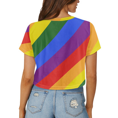 Rainbow Loose cropped navel-baring T-shirt