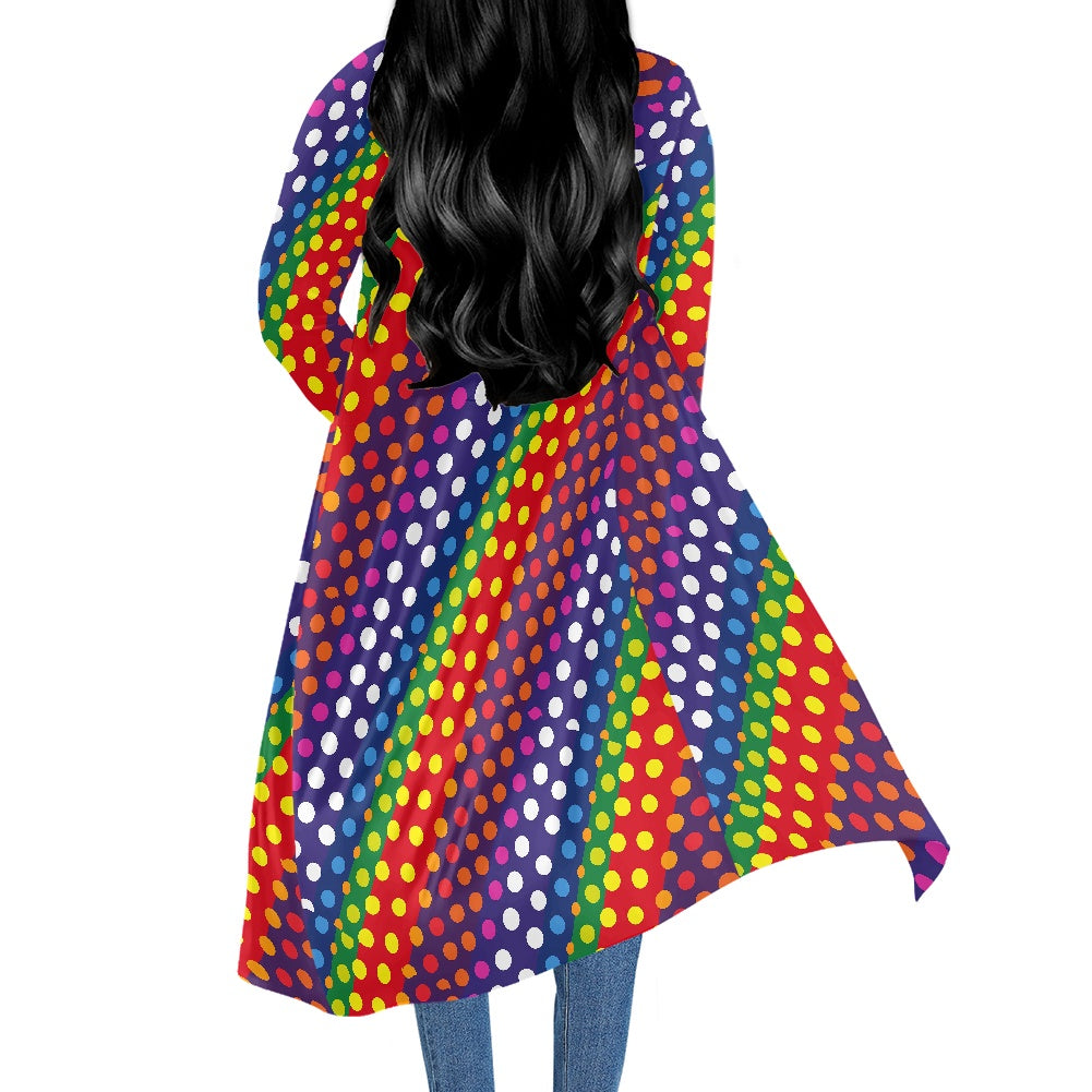 LGBTQ-Friendly Rainbow Polka Dot Women's Long-Sleeved Cloak by Luxtrini