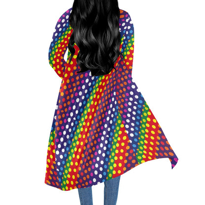 LGBTQ-Friendly Rainbow Polka Dot Women's Long-Sleeved Cloak by Luxtrini