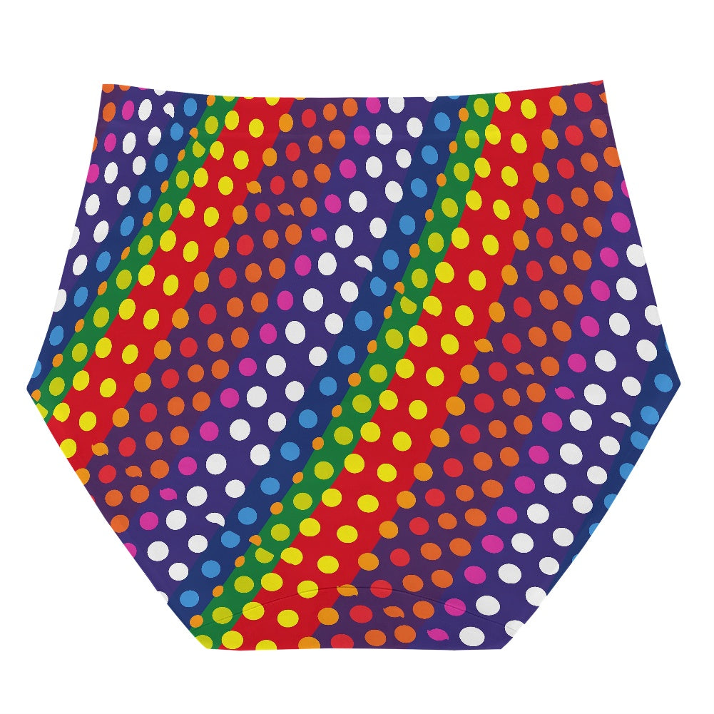 LGBTQ-Friendly Rainbow Polka Dot Women High-Waisted Underwear by Luxtrini