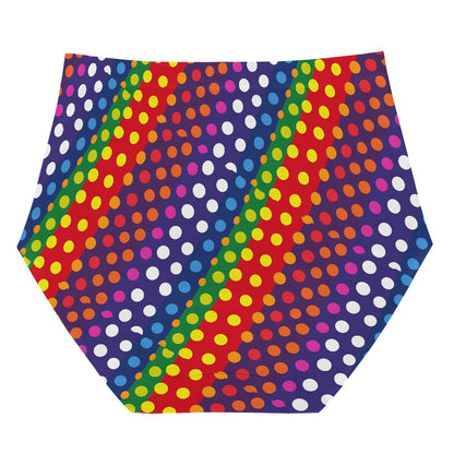 LGBTQ-Friendly Rainbow Polka Dot Women High-Waisted Underwear by Luxtrini