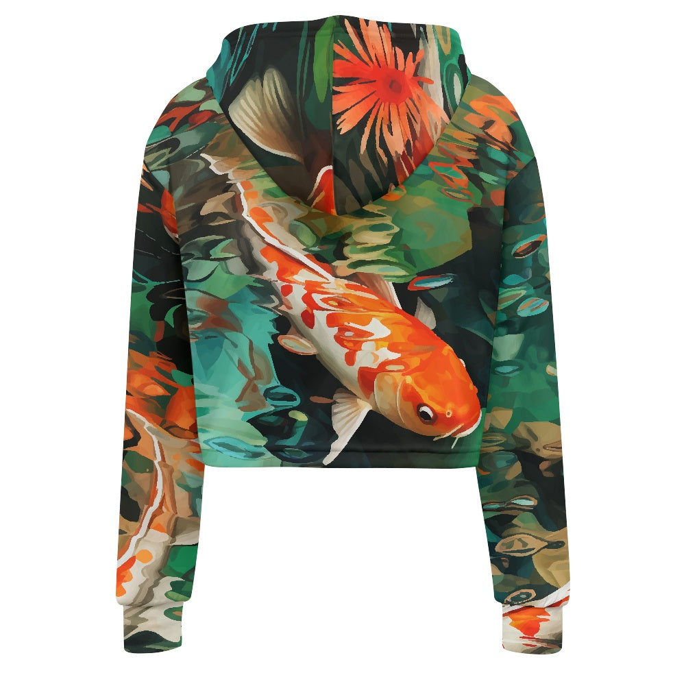 Women's midriff-baring sweatshirt - Magic of Koi