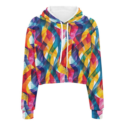 Women's midriff-baring sweatshirt - Rainbow white