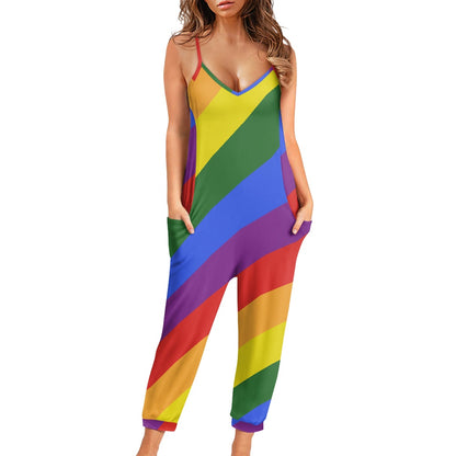 Rainbow Loose Fit Romper | Comfortable, Vibrant & Perfect for Beach or Yoga