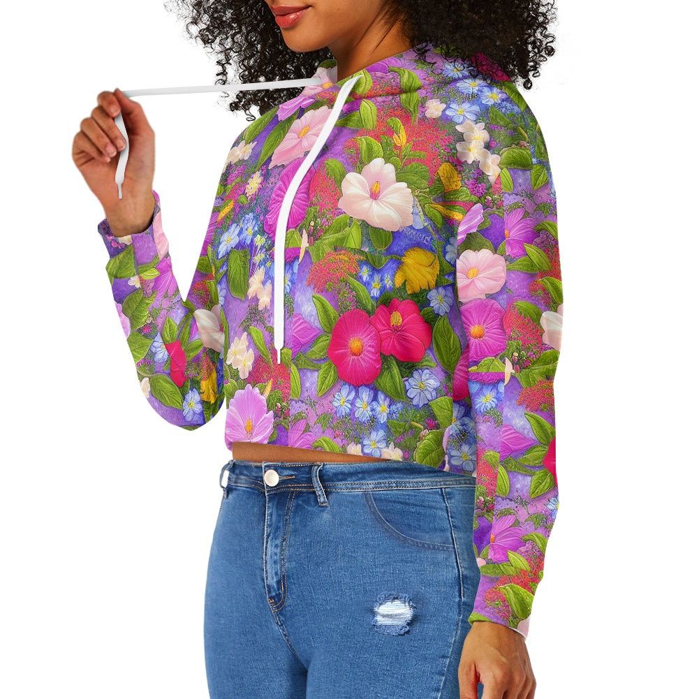 Women's midriff-baring sweatshirt - Floral