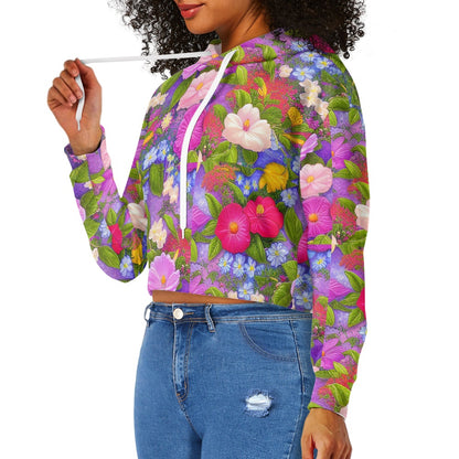 Women's midriff-baring sweatshirt - Floral