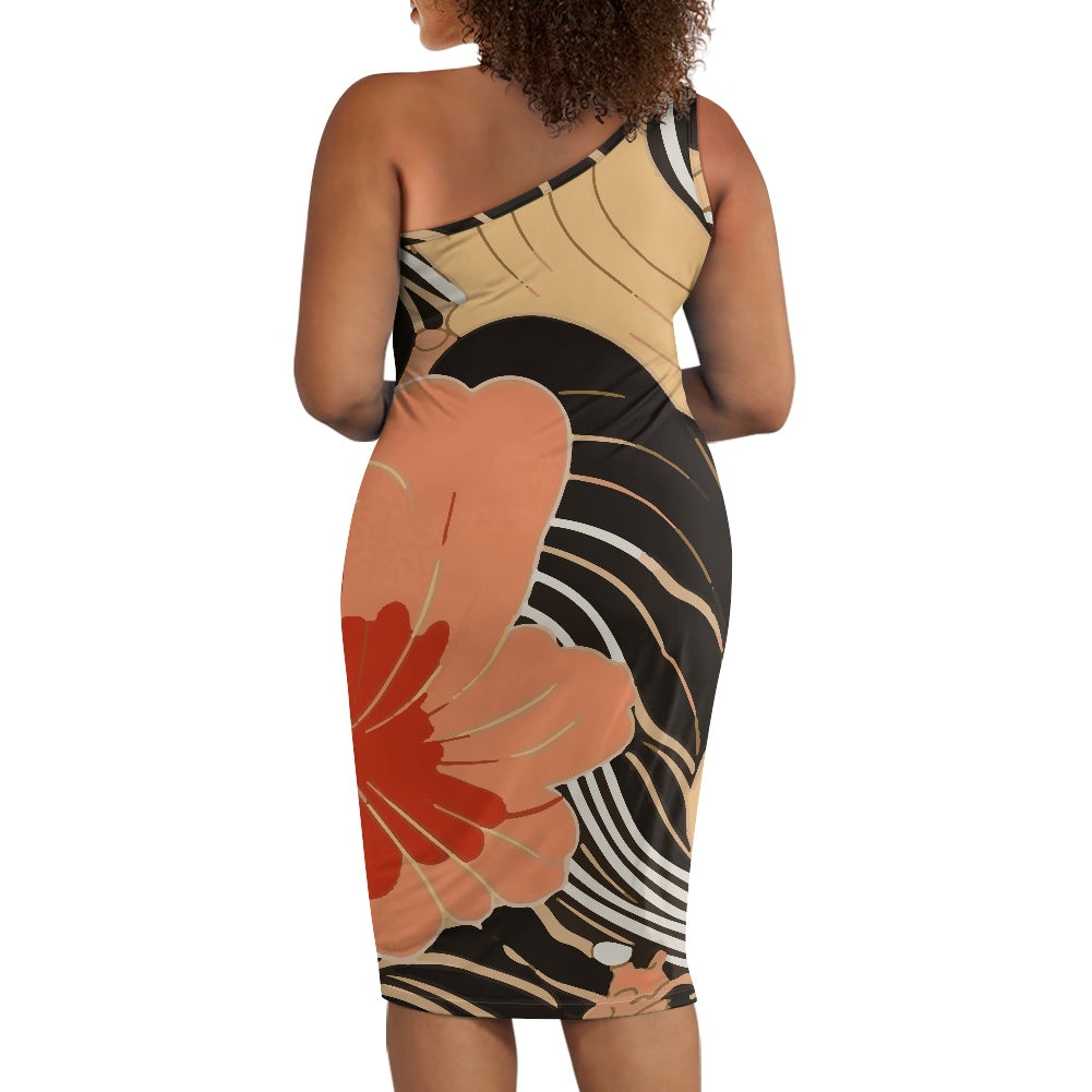 Discover Elegance: Luxtrini's One-Shoulder Slim Dress - Tropical