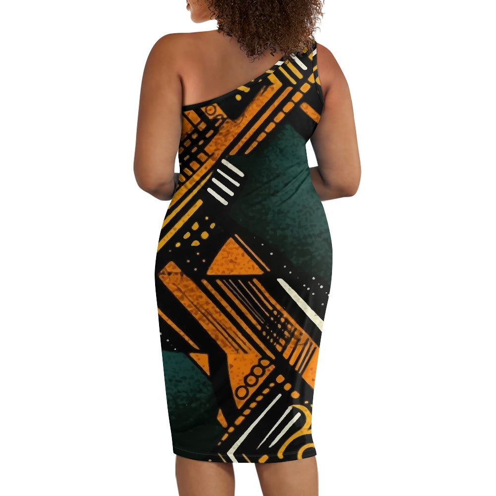 Discover Elegance: Luxtrini's One-Shoulder Slim Dress - Ethnic