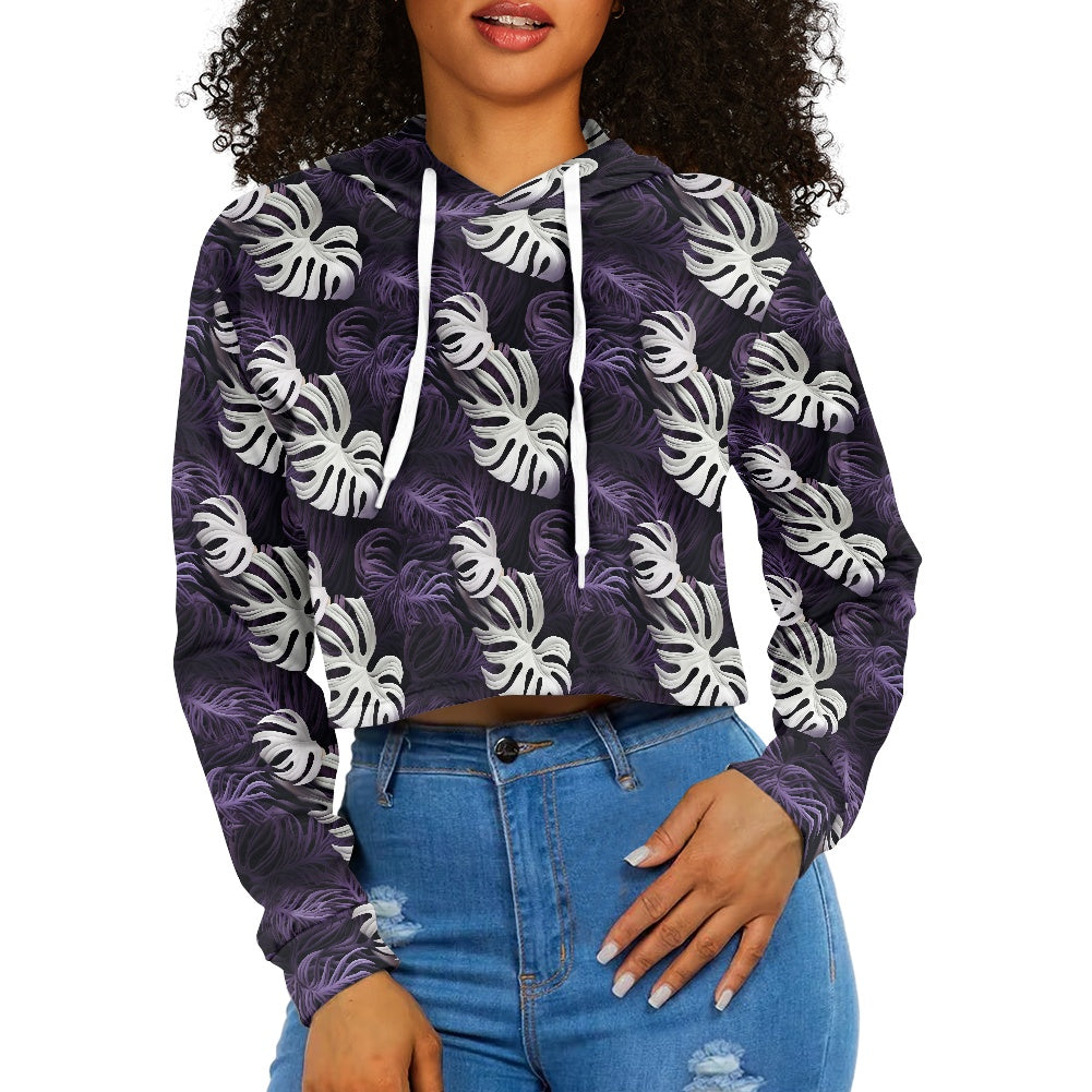 Women's midriff-baring sweatshirt - Tropical