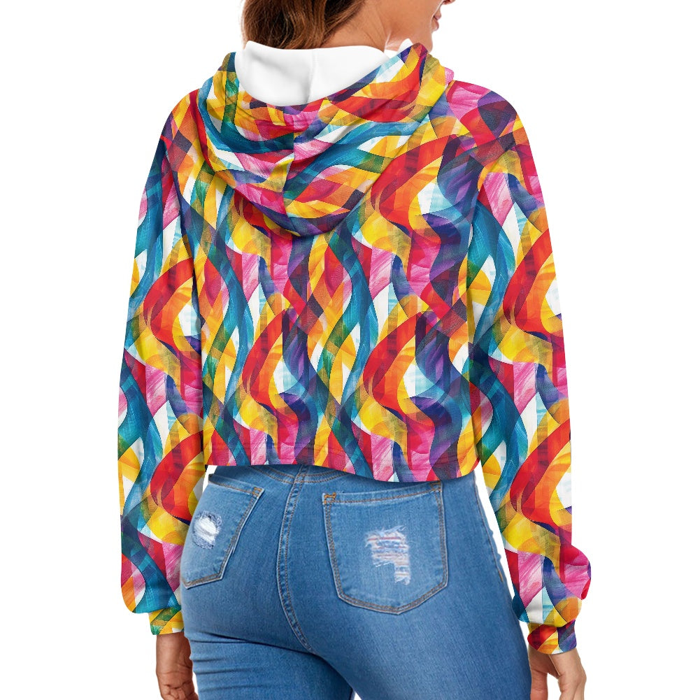 Women's midriff-baring sweatshirt - Rainbow