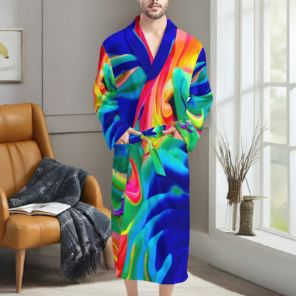 Rainbow Confusion Men's Bathrobe