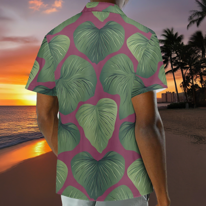 Kalo on Maroon Hawaiian Shirt: A Blend of Tradition and Style