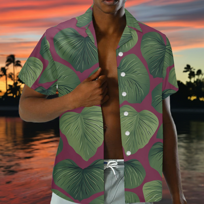 Kalo on Maroon Hawaiian Shirt: A Blend of Tradition and Style