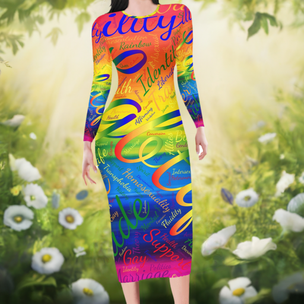 LGBTQ Word Cloud Women Bodycon Midi Sheath Dress