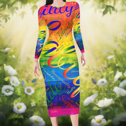 LGBTQ Word Cloud Women Bodycon Midi Sheath Dress