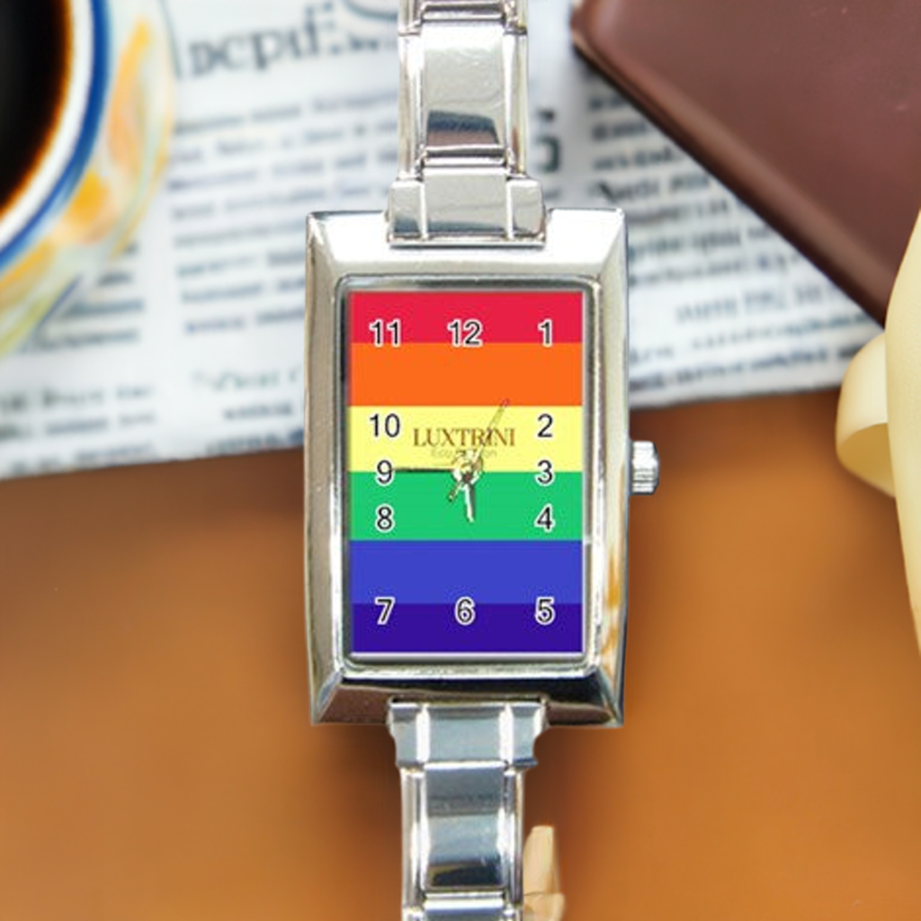 LGBTQ Rainbow Pride #12 Rectangle Italian Charm Watch