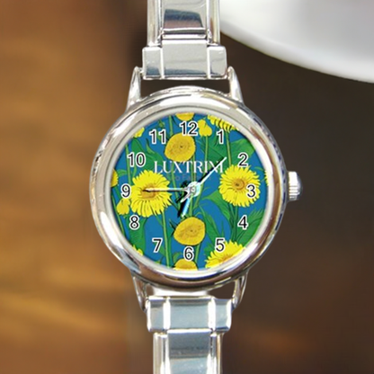 Sunflower Round Italian Charm Watch