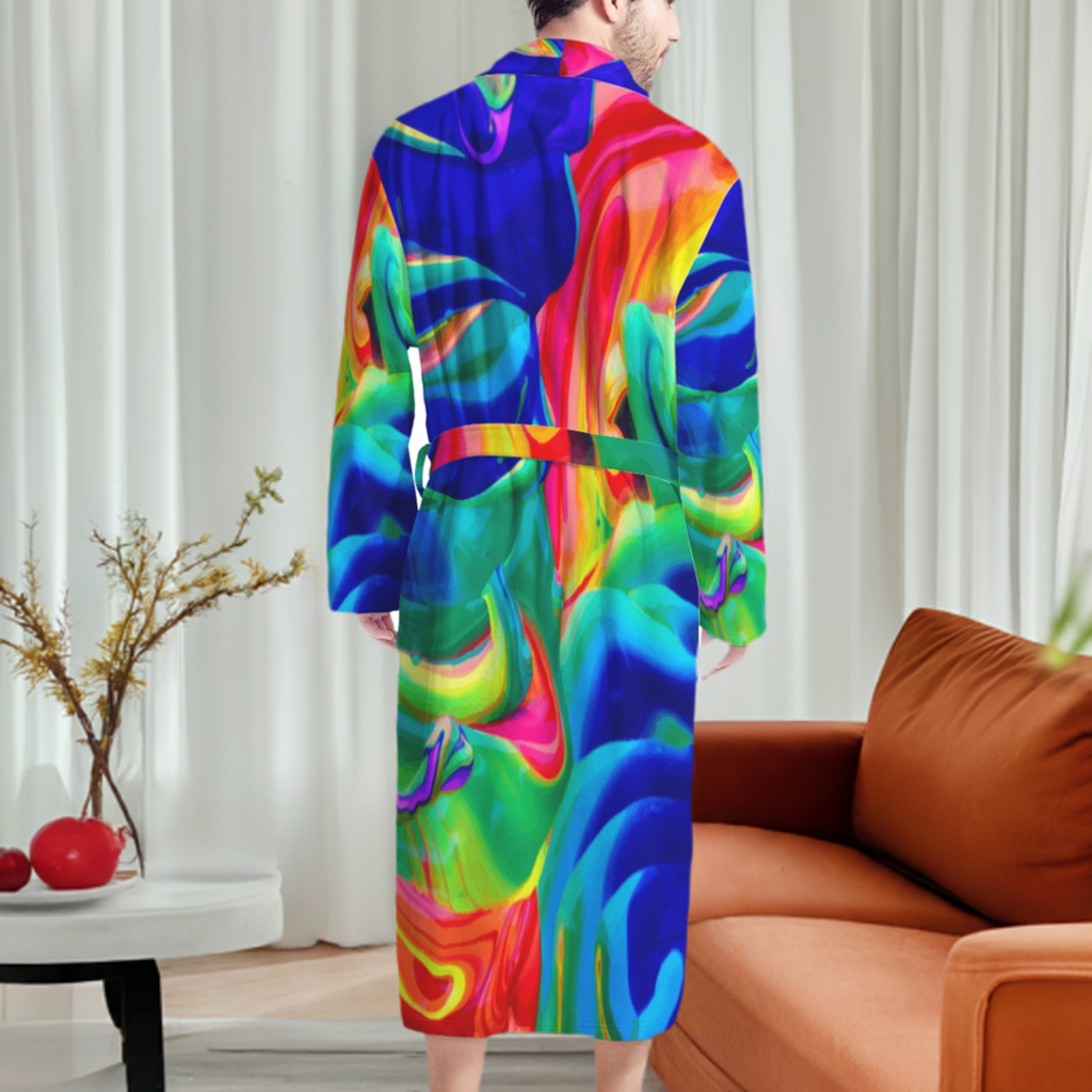 Rainbow Confusion Men's Bathrobe