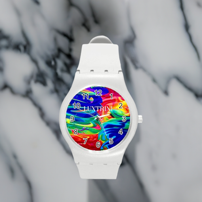 Rainbow Confusion Round Plastic Sport Watch (M)