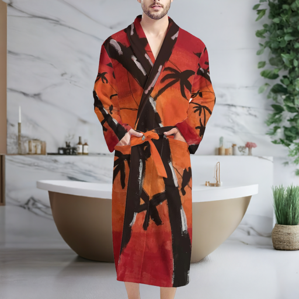 Bamboo at Sunset Men's Bathrobe