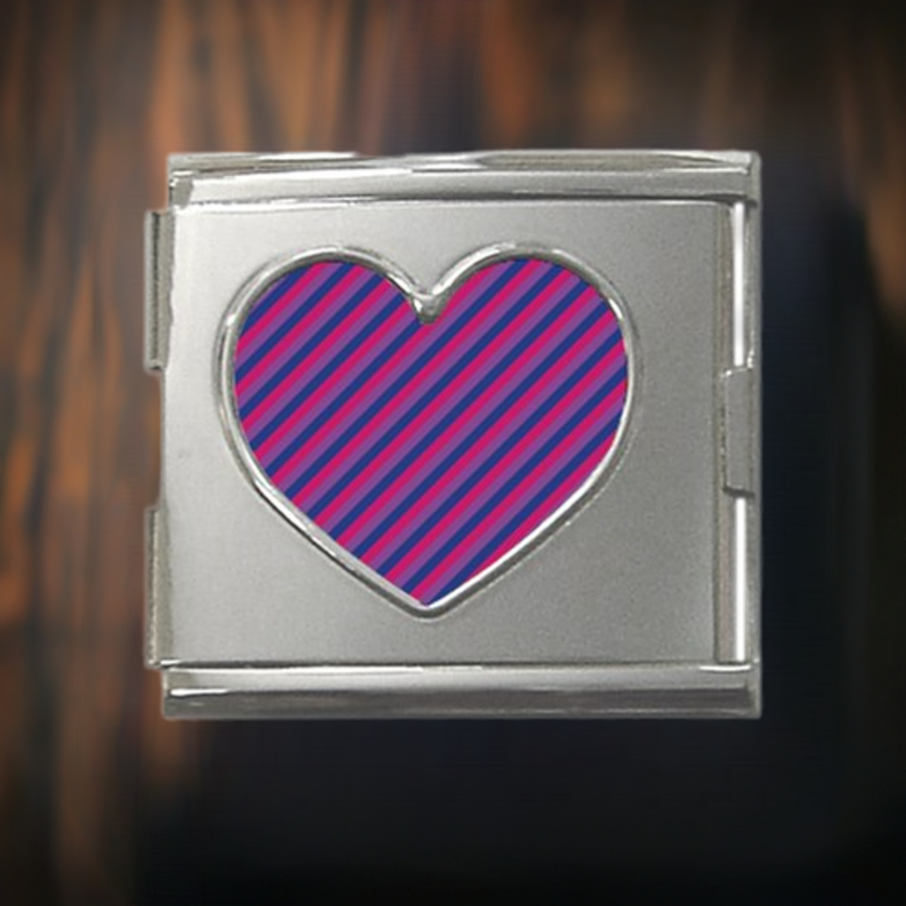 Bisexual Flag Mega Link Heart Italian Charm (18mm)