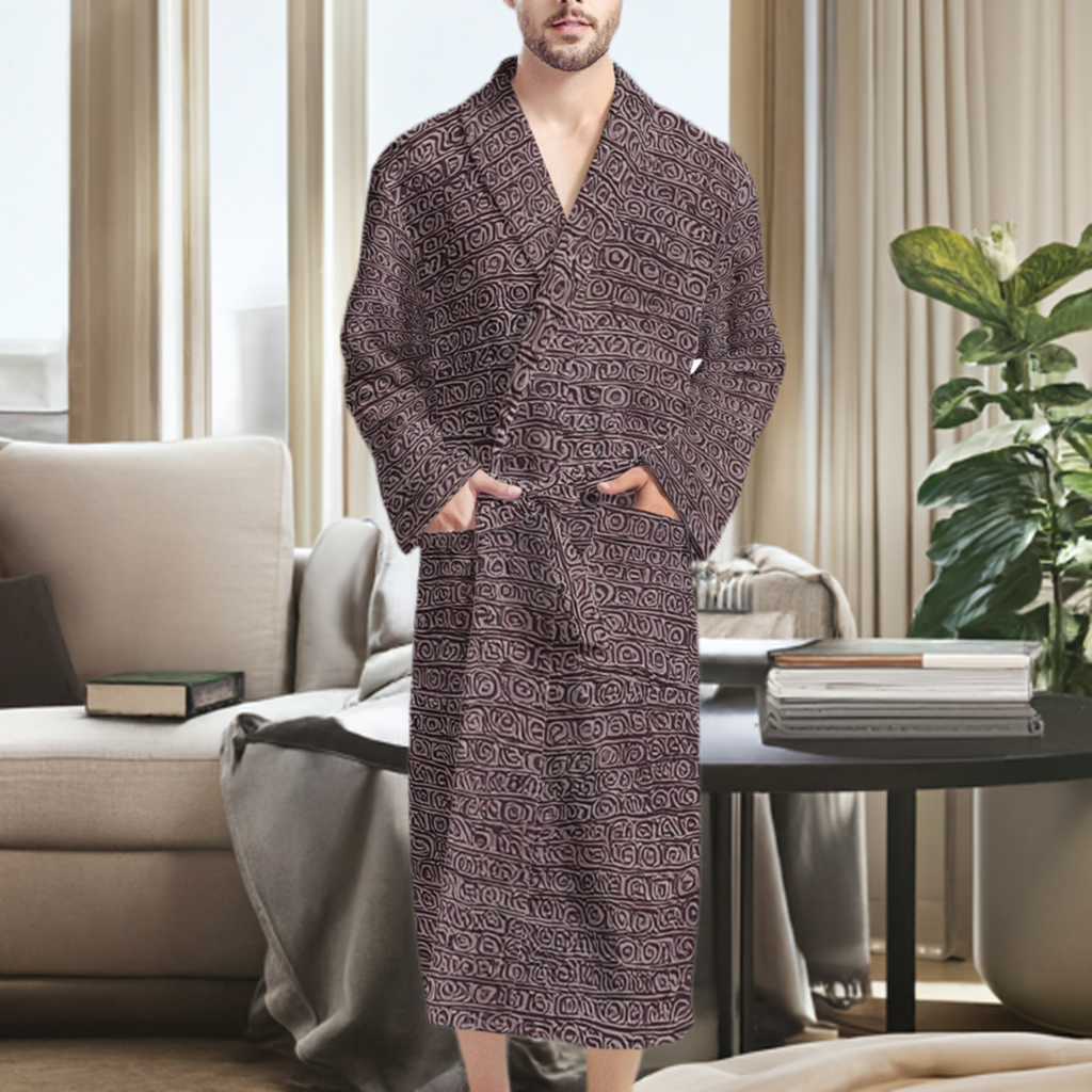 African | Ethnic | Mudcloth | Men's Bathrobe