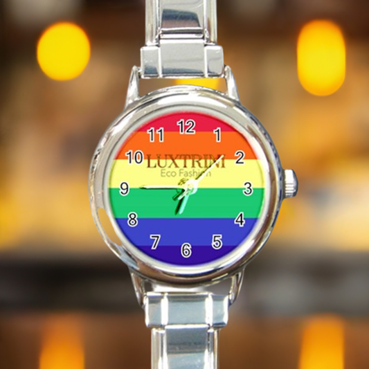 LGBTQ Rainbow Pride #12 Round Italian Charm Watch