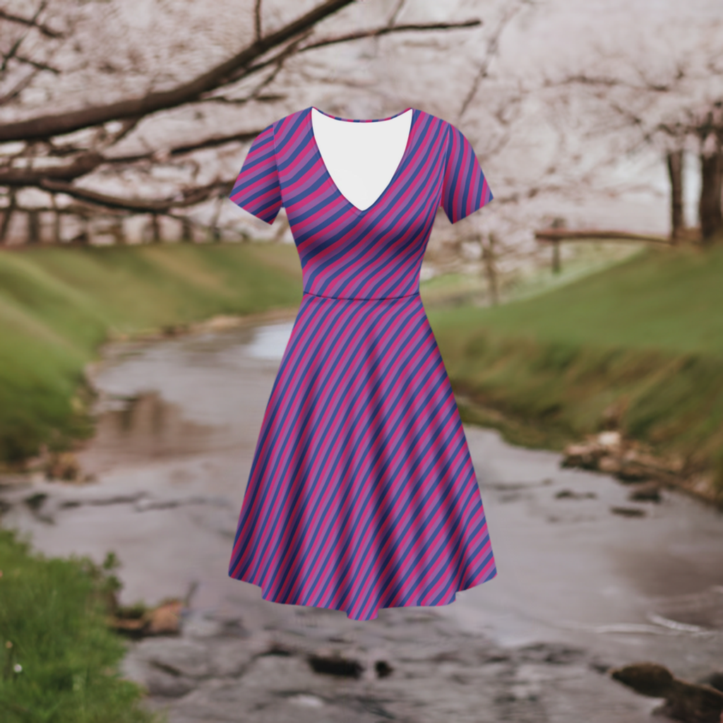 Bisexual Pride Women Ruffle Bottom Dress