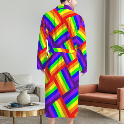 Rainbow Weave Men's Bathrobe