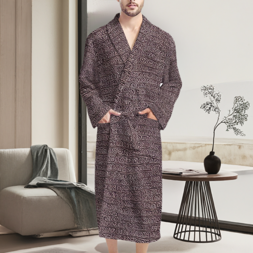 African | Ethnic | Mudcloth | Men's Bathrobe