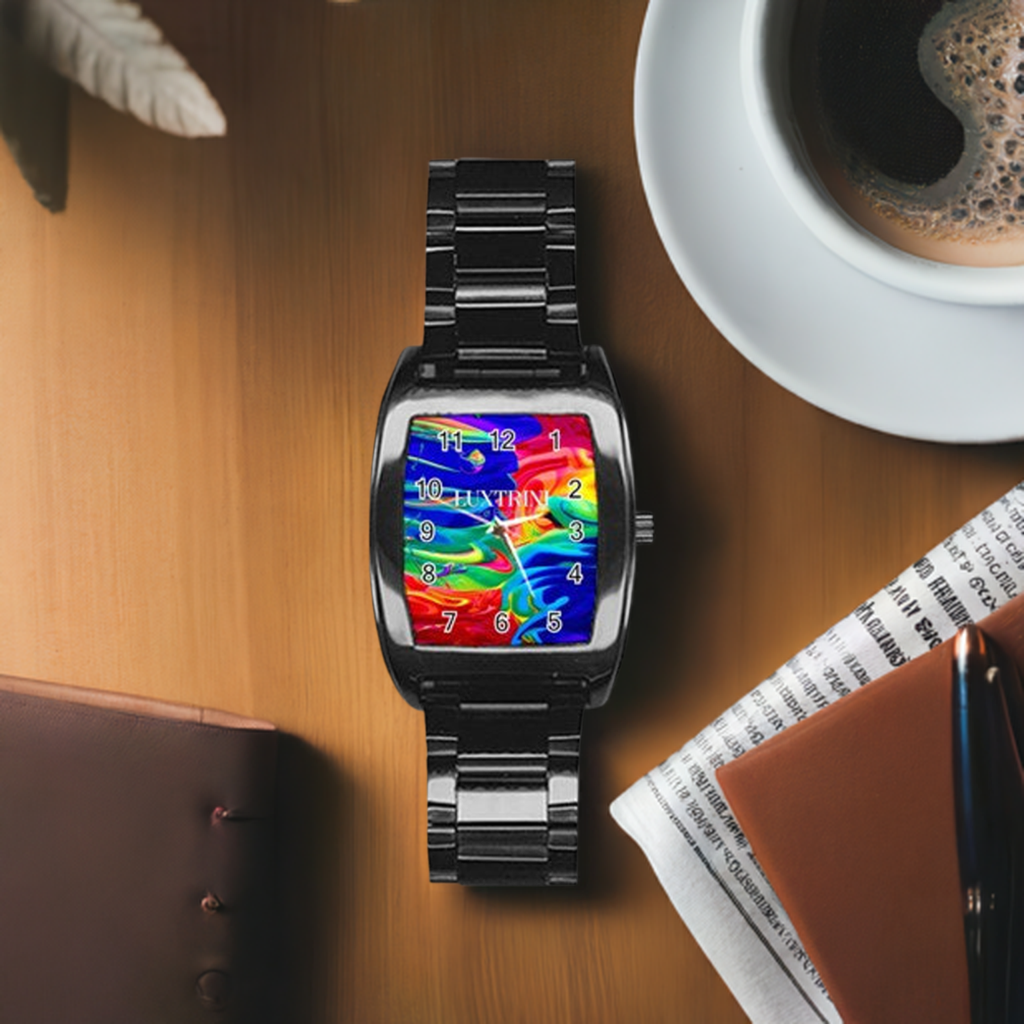 Rainbow Confusion Stainless Steel Barrel Watch