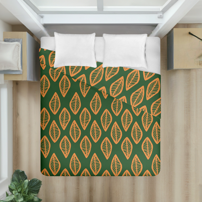 African | Ethnic | Mudcloth | #16 Green and Orange Duvet Cover Double Side (California King Size)