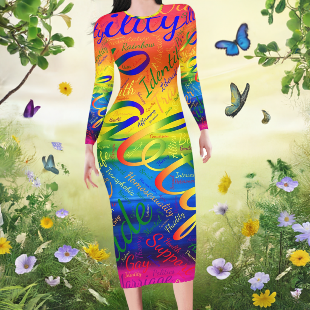 LGBTQ Word Cloud Women Bodycon Midi Sheath Dress