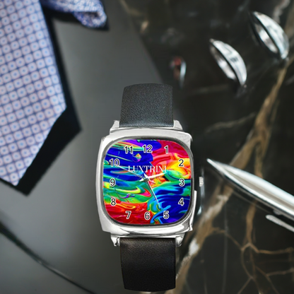 Rainbow Confusion Square Metal Watch