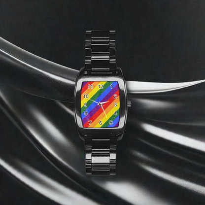 Rainbow Pride Stainless Steel Barrel Watch