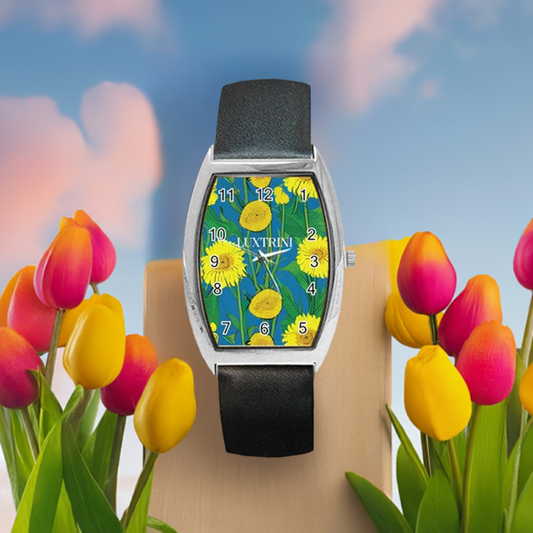 Sunflower Barrel Style Metal Watch