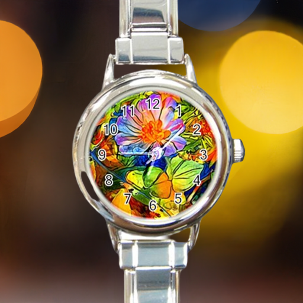 Petunia Round Italian Charm Watch