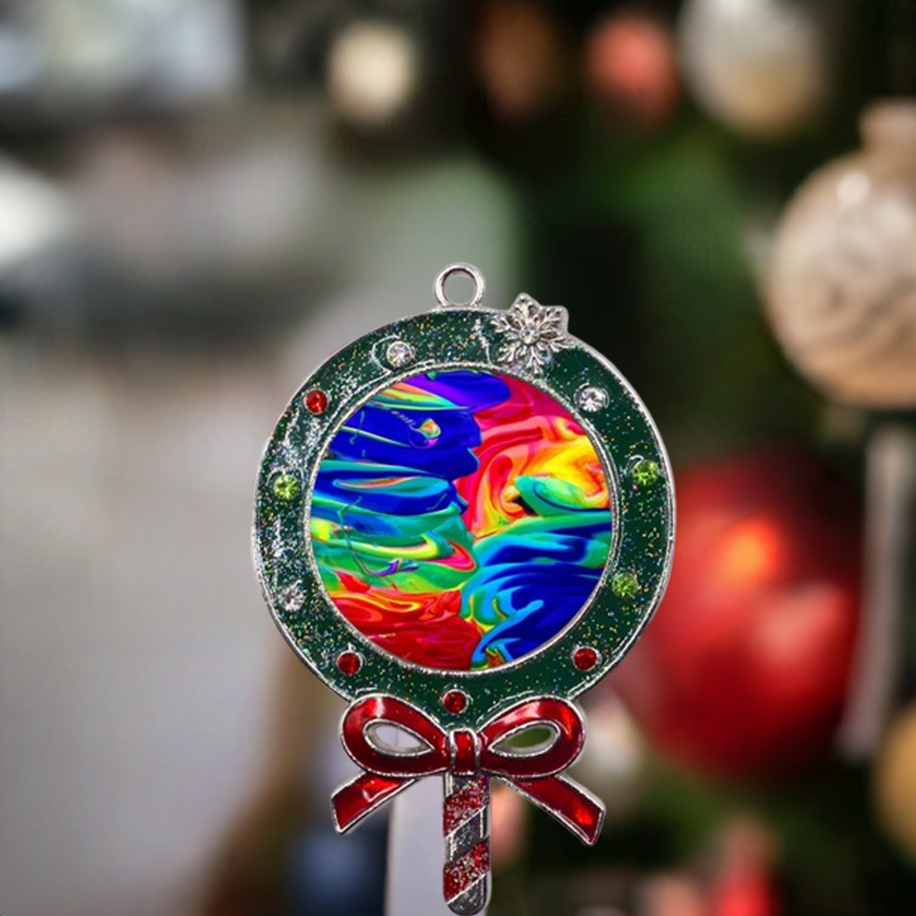 Colorful Metal Christmas Lollipop with Crystal Ornament