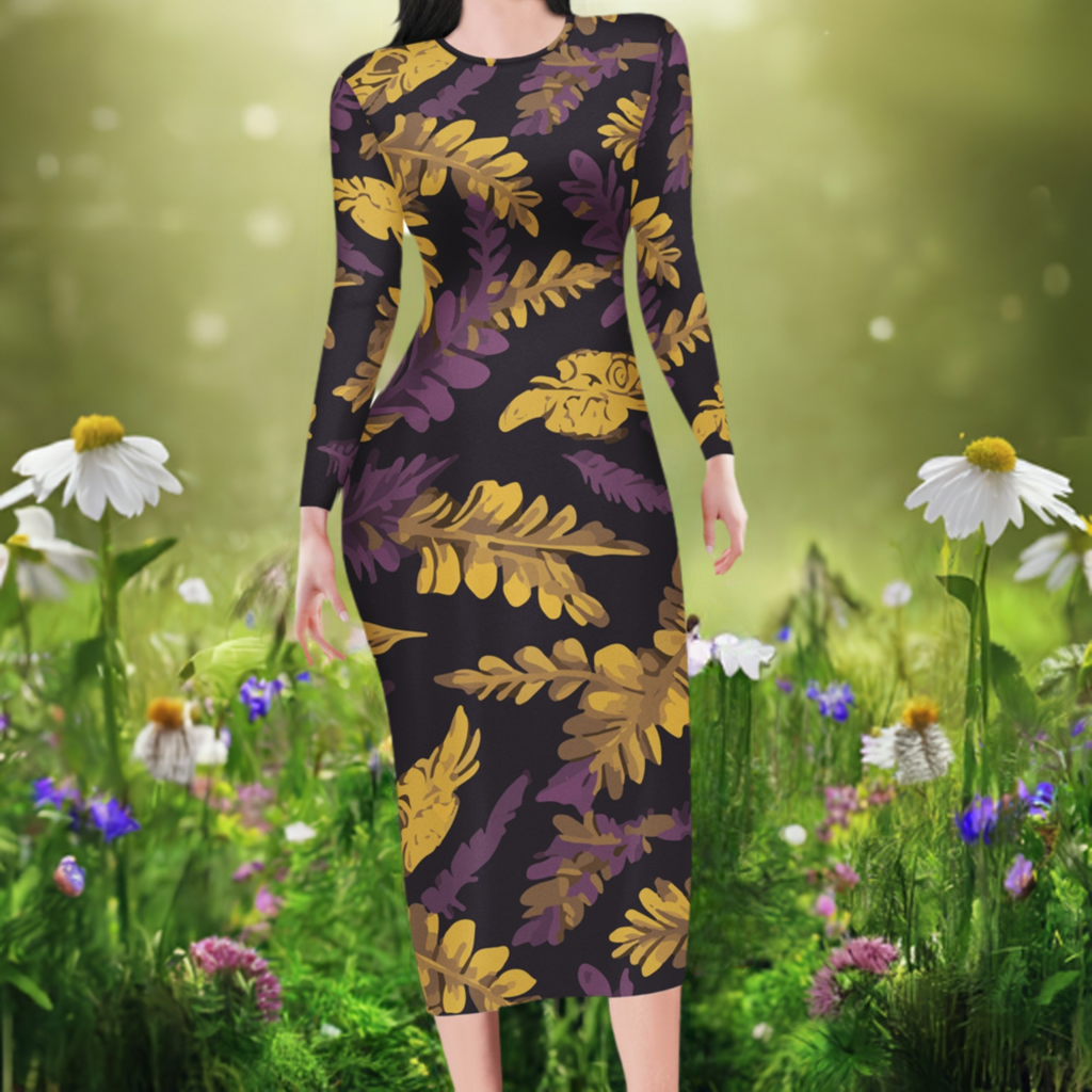 Lauae Purple and Yellow Women Bodycon Midi Sheath Dress