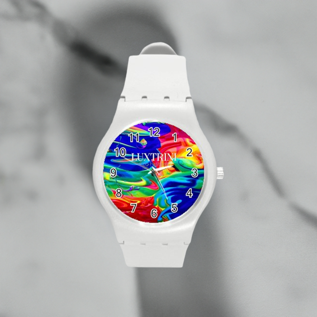 Rainbow Confusion Round Plastic Sport Watch (M)