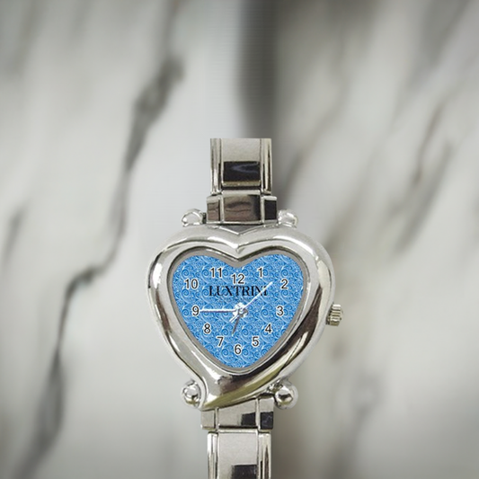 Blue Wind Heart Italian Charm Watch