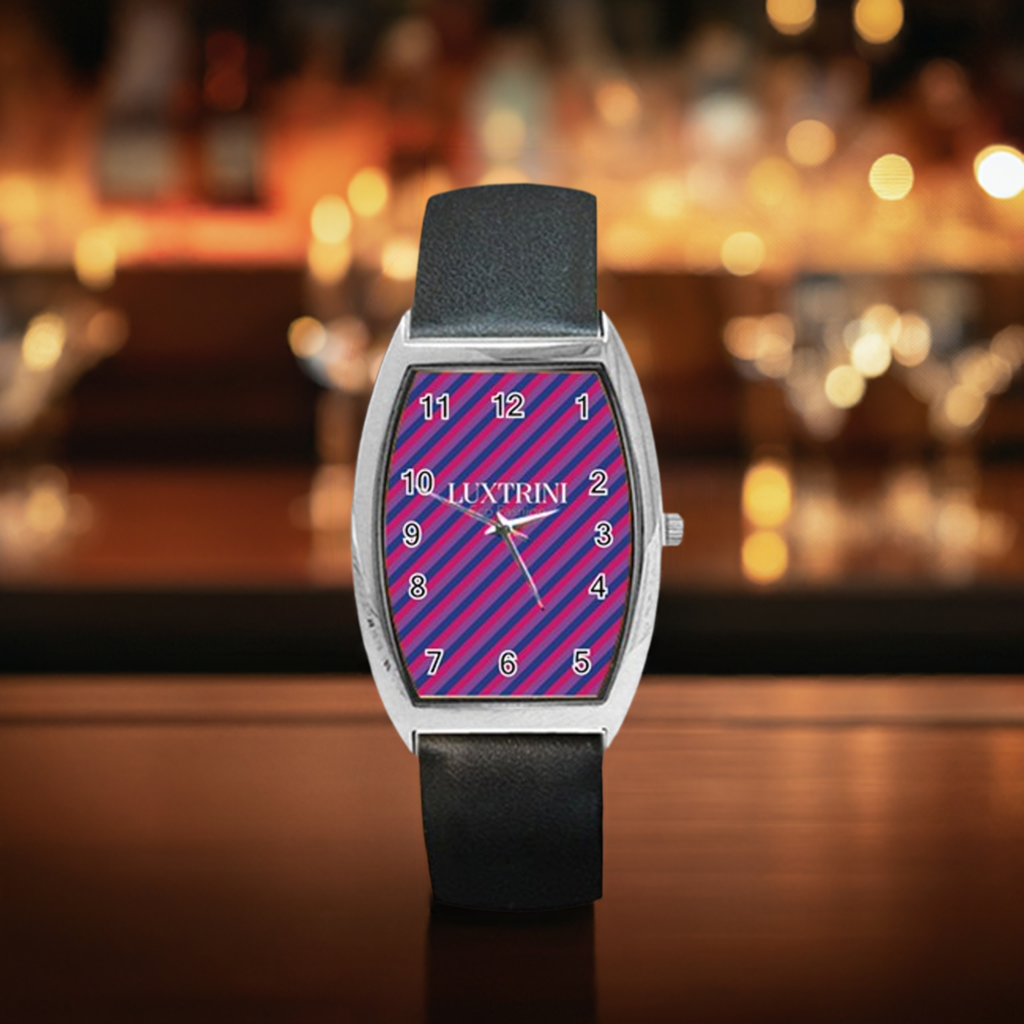 Bisexual Flag Barrel Style Metal Watch