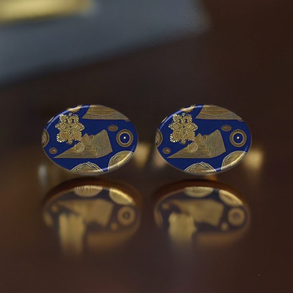 African Ethnic Oval Cufflinks - Personalized Keepsake for Timeless Elegance