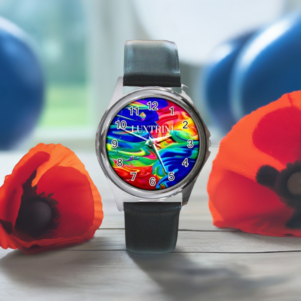 Rainbow Confusion Round Metal Watch