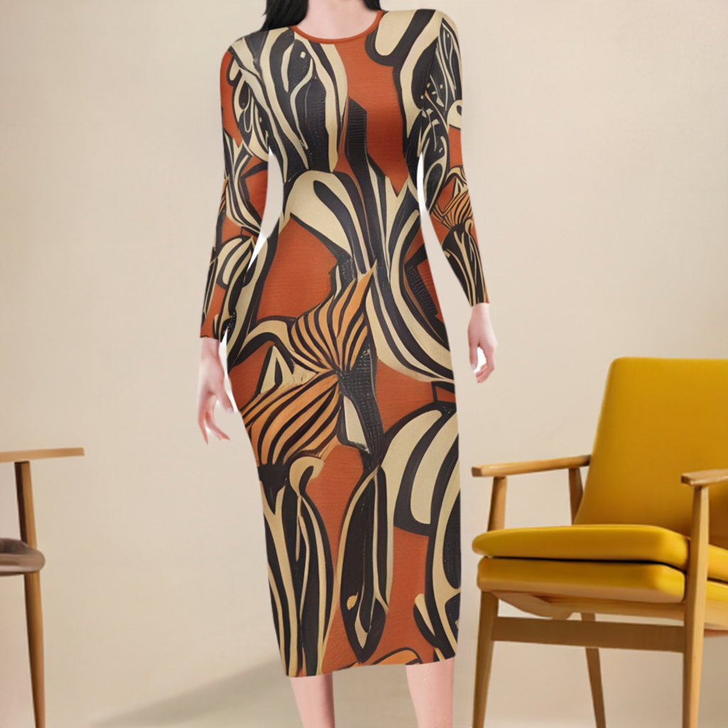 Elegant African Ethnic Bodycon Midi Sheath Dress - Sizes S to 4XL